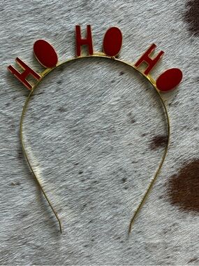 Christmas Headband Red Gold Metal Holiday Party Hair Accessory